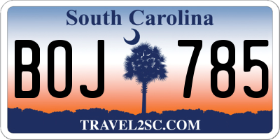 SC license plate BOJ785