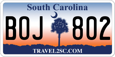 SC license plate BOJ802