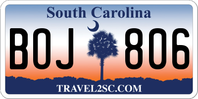 SC license plate BOJ806