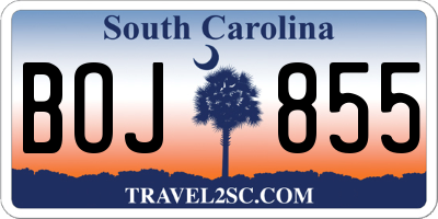 SC license plate BOJ855