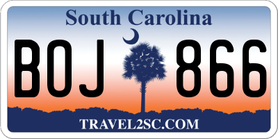 SC license plate BOJ866