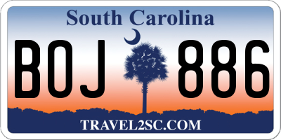 SC license plate BOJ886