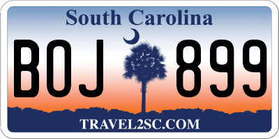 SC license plate BOJ899