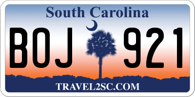 SC license plate BOJ921