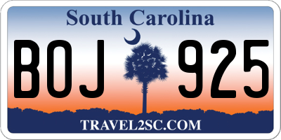 SC license plate BOJ925