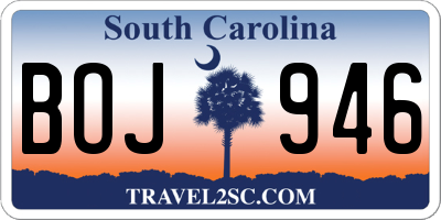 SC license plate BOJ946