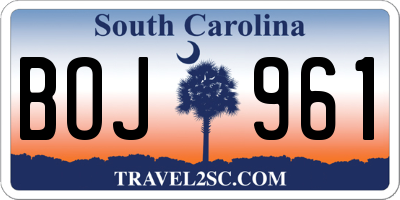 SC license plate BOJ961