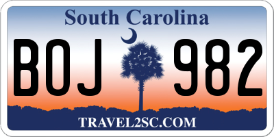 SC license plate BOJ982