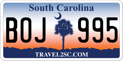 SC license plate BOJ995