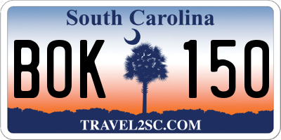 SC license plate BOK150