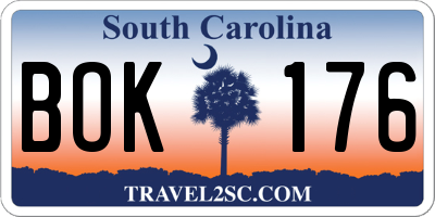 SC license plate BOK176