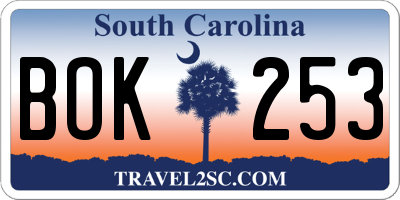 SC license plate BOK253