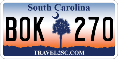 SC license plate BOK270