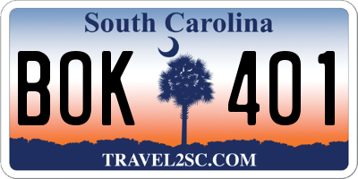 SC license plate BOK401
