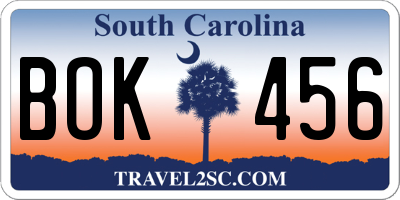 SC license plate BOK456