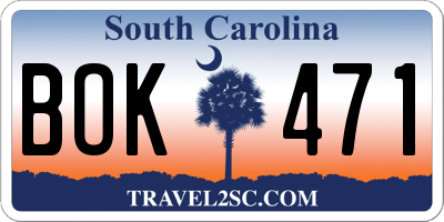 SC license plate BOK471