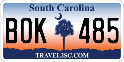 SC license plate BOK485