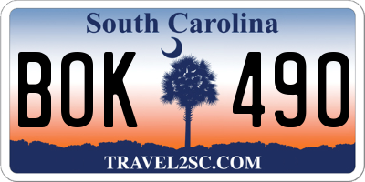SC license plate BOK490