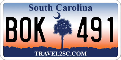 SC license plate BOK491