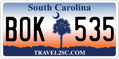 SC license plate BOK535