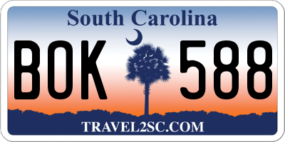 SC license plate BOK588