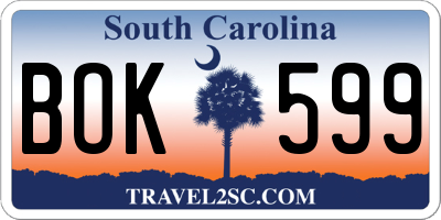 SC license plate BOK599