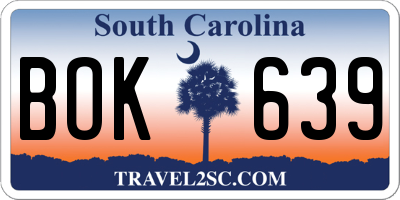 SC license plate BOK639