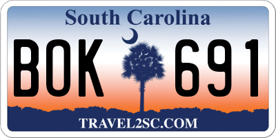 SC license plate BOK691