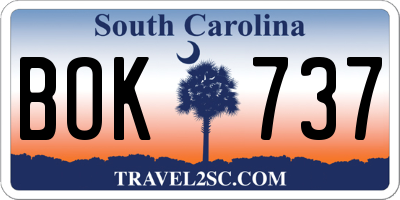 SC license plate BOK737