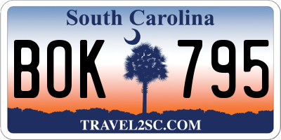 SC license plate BOK795