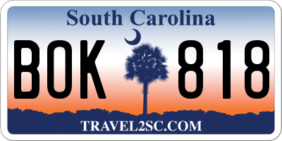 SC license plate BOK818