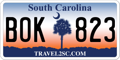 SC license plate BOK823