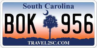 SC license plate BOK956