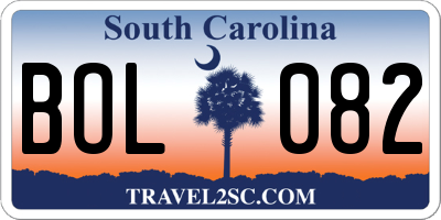 SC license plate BOL082