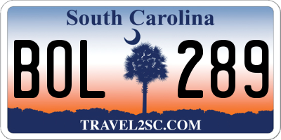 SC license plate BOL289