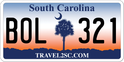SC license plate BOL321