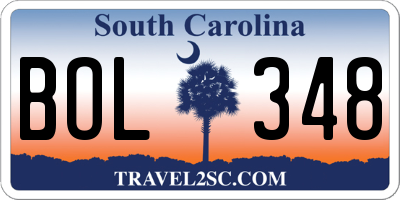 SC license plate BOL348