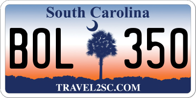 SC license plate BOL350