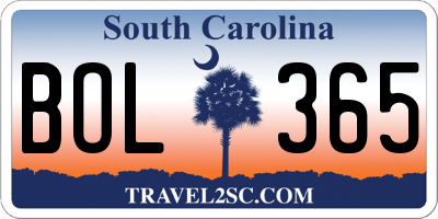 SC license plate BOL365