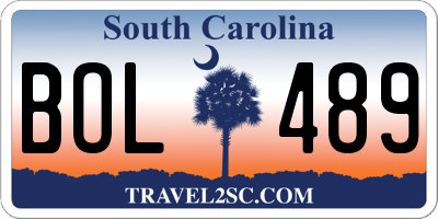 SC license plate BOL489