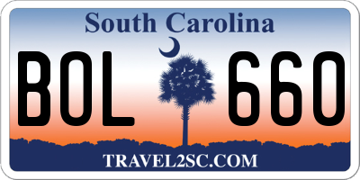 SC license plate BOL660