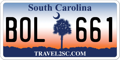 SC license plate BOL661