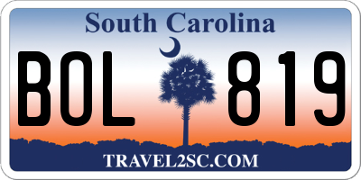 SC license plate BOL819