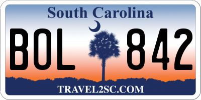 SC license plate BOL842