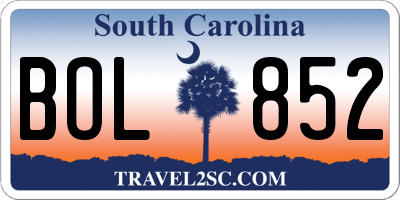 SC license plate BOL852