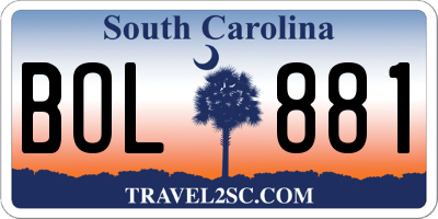 SC license plate BOL881