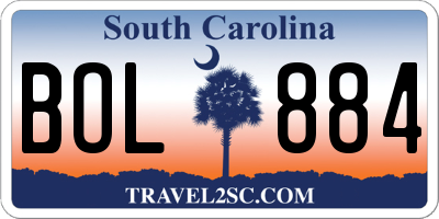 SC license plate BOL884