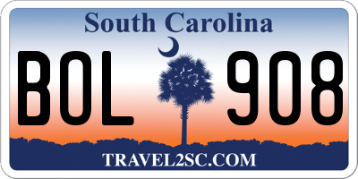 SC license plate BOL908