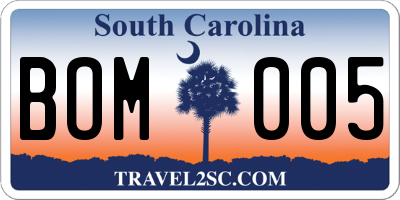 SC license plate BOM005