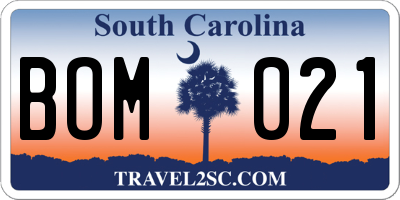 SC license plate BOM021